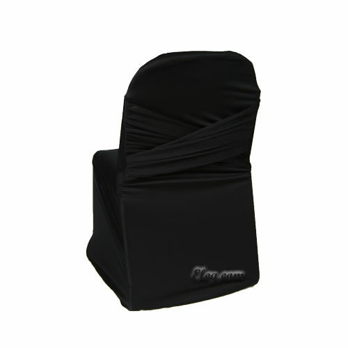 Black Scuba Wrinkle Free Universal Chair Cover With Swagback